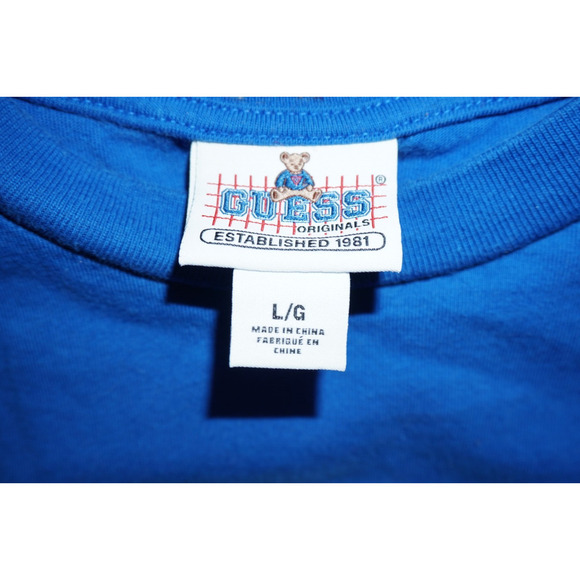 Guess Originals Blue Teddy Bear Graphic T-Shirt - Size L - Streetwear 1981 Logo - Picture 4 of 4
